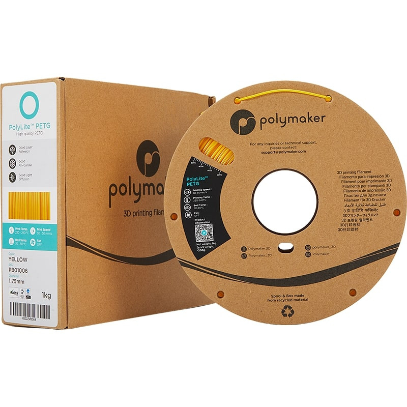 Packaging PolyLite PETG Jaune - 1.75mm - 1 kg