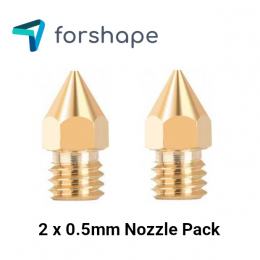 Set of 2 Brass Nozzles MK8 Forshape 0.5mm