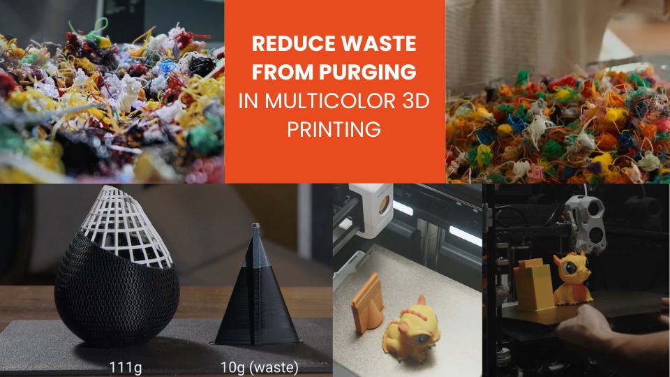Reduce waste from purging in multicolor 3D printing
